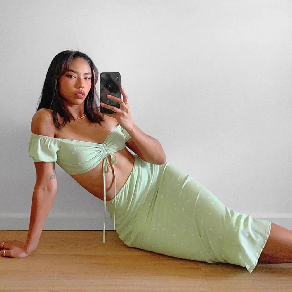 Mint Green Women's Skirt Shirt set
